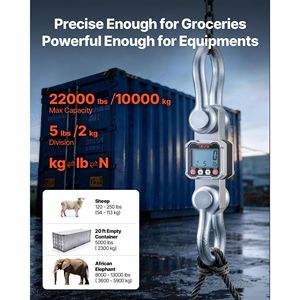 Bilancia Industriale a Gancio per Carichi Pesanti, Capacità Massima 10 T (22000 Libbre), Struttura in Alluminio Pressofuso con Display LCD, Bilancia Digitale Sospesa - Product Image 2