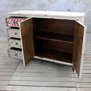 Antique Rustic Distressed French Sideboard CNC Carved <b>Doors</b> Drawers Vintage Shabby Chic Buffet <b>Cabinet</b> Large <b>Storage</b> Server - Product Image 4