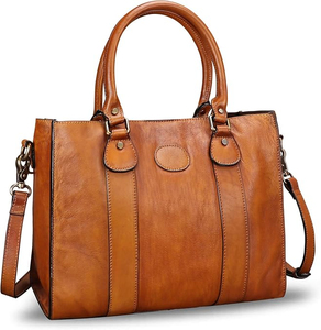 Bolso de Mano de Cuero Genuino para Mujer, Marca Leather Spot, con Correa Desmontable, Bolsillo para Teléfono Celular, Estilo Vintage, Portátil y Elegante - Product Image 1