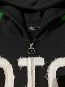 Sudadera con Capucha Personalizada con Logotipo, 100% Algodón, Estilo Urbano, Parches Desgastados, Bordado, con Cierre para Hombre - Product Image 3