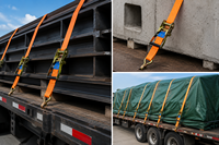 Sangle d'arrimage à cliquet 50 mm en polyester haute résistance, antidérapante, pour la sécurisation et la fixation des charges sur camions et remorques