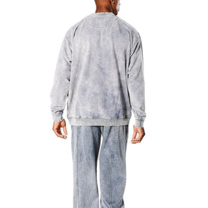 Sweat-shirts délavés pour hommes, sur mesure, 100 % coton French Terry, vierges, streetwear uni, col rond, sweats à capuche pour hommes à épaules tombantes - Product Image 2