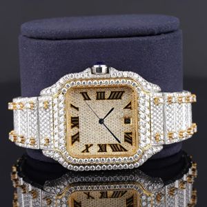 Montre de luxe Hip Hop avec diamants Moissanite VVS de laboratoire taille ronde, bracelet en caoutchouc, montre mécanique faite à la main - Product Image 3