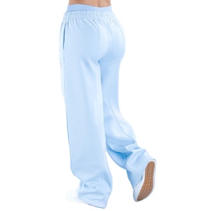 Wholesale Custom Manufacturer <b>Chalk</b> Blue Oversized Fit Wide Leg Jogger Terry Fleece Women Jogger pants Women Pants 2026 - Product Image 5