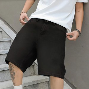 Shorts en jean noir pour homme OEM, coupe droite, taille mi-haute, décontracté, été, en coton, avec poches, tissu tissé, délavage classique - Product Image 6