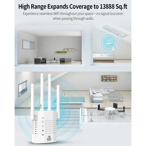 Ripetitore WiFi Dual Band, Amplificatore di Segnale Wireless per 13888 Piedi Quadrati, Copre Oltre 150 Dispositivi - Product Image 2