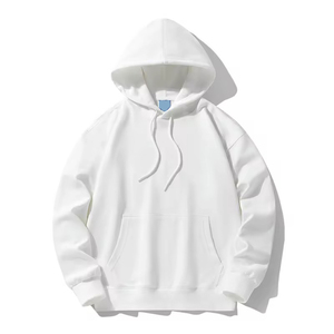 Vente en gros de sweats à capuche personnalisés vierges, épais, à enfiler, blanc uni, coupe oversize pour le streetwear - Product Image 3