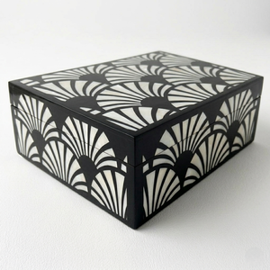 Contemporary Wooden Box with Blue Resin Top, Handcrafted Decorative Organizer for <b>Desk</b> Accessories, Coffee Table Styling - Product Image 4