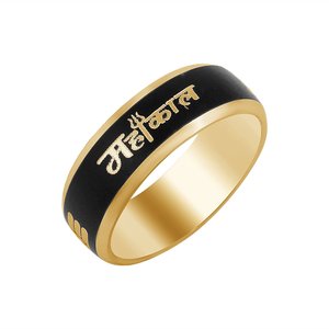 Morir Two Tone Gold Engagement <b>Tungsten</b> <b>Ring</b> with Crown Design Modern Artisanal Handcrafted Step Beveled Edge Band for Unisex - Product Image 1