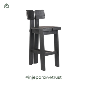 Minimalist Sungkai <b>Wood</b> Bar <b>Stool</b> with Woven Backrest-Durable High Bar <b>Stool</b> for Home Bar & Hotel Use-Mola - Product Image 3
