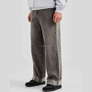 Baggy fit breathable Top Quality OEM Cargo Pockets Trousers Baggy Acid Washed Pants Men's Vintage Denim <b>Jeans</b> for Men - Product Image 3