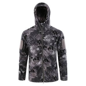Sudadera con capucha de camuflaje personalizada 2025 al por mayor, con cremallera completa, para hombre, con estampado digital de bloques de color negro, ideal para la nieve. - Product Image 2