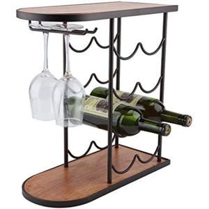 Moderno Estante Metálico para 6 Botellas de Vino, Soporte de Hierro Negro Independiente, Elegante Exhibidor de Vino de Sobremesa para Bar - Product Image 6