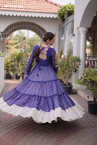 Festival wear Kora Cotton with Solid & Frill Pattern Full-Flared <b>White</b> <b>Lehenga</b>-Printed & Kutchhi Style work Kurti Woman Fashion - Product Image 6