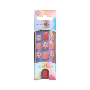 Uñas Postizas Certificadas MSDS, 24 Piezas, Diseño de Dibujos Animados con Pedrería, Forma de Almendra, Material ABS, Longitud Media, con Estampado Dorado - Product Image 6