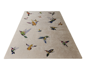 Tapis de salon de grande taille en laine de Nouvelle-Zélande, design moderne, imprimé floral et animalier, design personnalisé, tufté à la main, antidérapant, moquette - Product Image 1