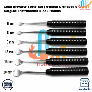 ชุดเครื่องมือผ่าตัดกระดูกสัตว์แบบออร์โธปิดิกส์ 6 ชิ้น ยี่ห้อพรีเมียม คอบบ์ อีลิฟเตอร์ สไปน์ เซ็ต ทำจากสแตนเลสสตีล ทนทาน ด้ามจับสีดำ |   OLDMED - Product Image 1