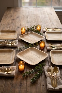 Assiettes carrées Areca robustes de 10 pouces, lot de 50, biodégradables, jetables, compatibles micro-ondes, écologiques, pour la rentrée scolaire - Product Image 1
