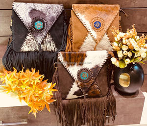 กระเป๋าหนังนิ่มคลุมผมสไตล์ตะวันตกสำหรับผู้หญิง, กระเป๋าหนังสไตล์โบฮีเมียนขนสัตว์คุณภาพสูง - Product Image 3