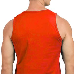 Camiseta sin mangas roja para hombre, camiseta muscular transpirable de algodón para entrenamiento en gimnasio, entrenamiento físico, ropa informal de verano - Product Image 2