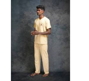 <b>Men's</b> Solid Color Loungewear Set Comfortable <b>V</b>-<b>Neck</b> <b>T</b>-<b>Shirt</b> with Relaxed Fit Pants Custom Logo <b>Men's</b> Home Wear Set Breathable - Product Image 3