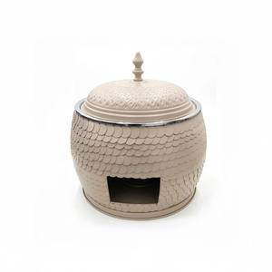 ถาดอุ่นอาหารทรงกลมสีดำสแตนเลสอย่างดี ทนทาน พร้อมฝาปิดลายนูน สำหรับบุฟเฟ่ต์ ป้องกันการติดอาหาร - Product Image 5