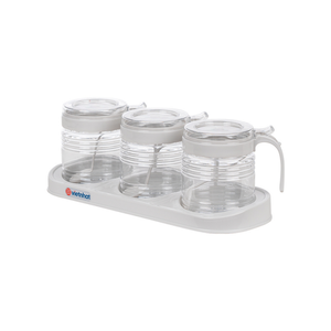 Hot Sale <b>Set</b> of 3 Plastic Rectangle <b>Spice</b> <b>Jars</b> with Airtight Lids Kitchen Seasoning Containers Modern Storage Bottles - Product Image 2