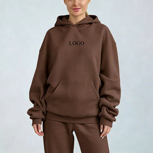 Vente en gros de sweats à capuche en coton pour femmes avec poignets côtelés, demi-zip, coupe ample, avec options de logo pour les marques américaines - Product Image 2