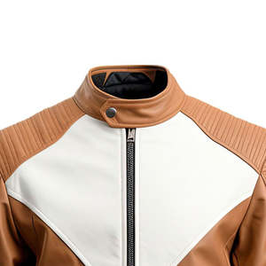 Chaqueta de Cuero Genuino de Piel de Oveja para Hombre, Nuevo Diseño, Chaqueta de Motero de Invierno de Alta Calidad, Resistente al Viento e Impermeable, con Logotipo Personalizado y Cuello Alto - Product Image 3