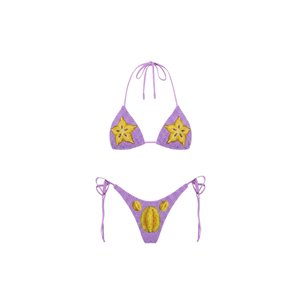 Bikini Personalizado ODM/OEM, Traje de Baño Naranja con Cuello Halter y Parte Inferior con Cordones, Conjunto de Dos Piezas Tejido para Mujer - Product Image 4