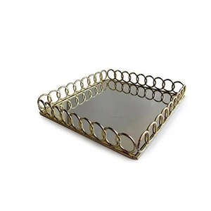 Luxury Gold Metal <b>Mirror</b> Trays Plate Cake Dessert Fruit Plate <b>Rectangular</b> and Round Metal Trays Wedding Party Home Decor - Product Image 1