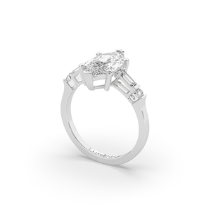 Anillo de Diamante Cultivado en Laboratorio con Corte Marquesa de 3.07Ct en Oro Blanco de 14KT, Diseño Ligero y Único, Joyería de Boda con Solitario de Oro de 10KT - Product Image 5