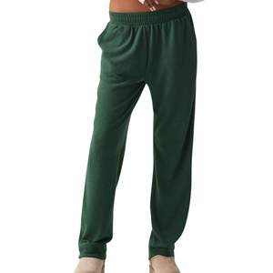 Pantalon de jogging molletonné mi-taille pour femme avec dentelle, coupe décontractée, taille élastique, idéal pour l'hiver, service OEM - Product Image 5