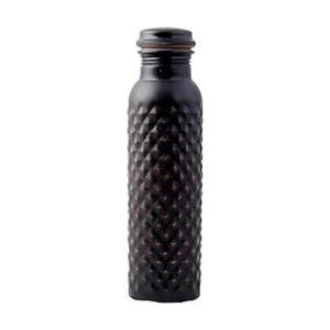 Matte Black Engraved Copper Water Bottle with Glass Set Premium Reusable Designer Drinkware for Home Office Travel Gift - Product Image 3