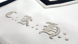 30th Degree Scottish Rite Leather Masonic <b>Apron</b> <b>White</b> & Black Custom Hand Embroidery Square Shape Custom Logo - Product Image 3