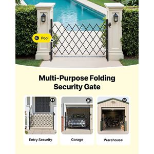 Cancello di Sicurezza Pieghevole Singolo con Design a Forbice Bloccabile, Ruote Girevoli a 360 Gradi, Barriera Esterna in Acciaio Retrattile - Product Image 6