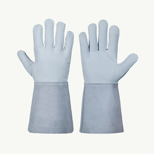Gants de soudage TIG en cuir de vachette, certifiés CE EN388, résistants à la chaleur, avec coutures en Kevlar, gris - Product Image 1
