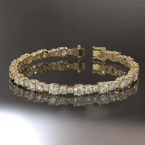 Moissanite Tennis <b>Bracelet</b> Unisex Round Diamond Style Wedding Gold Plated 14k with IGI Certification Shining Star Jewels - Product Image 4