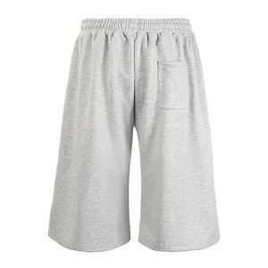 Men Solid 100% Cotton Canvas High Street Shorts Elastic Waist Casual Mid Length Plain Dyed Knitted Breathable Windproof Style - Product Image 2