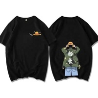 T-shirt décontracté d'été pour homme à manches courtes 100 % coton écologique, motif uni, style streetwear japonais Monkey D. Luffy