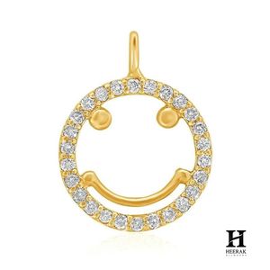 Pendentif Smiley Moderne Pavé de Diamants, Collier en Or 14K, Fabricant de Bijoux de Luxe - Product Image 2
