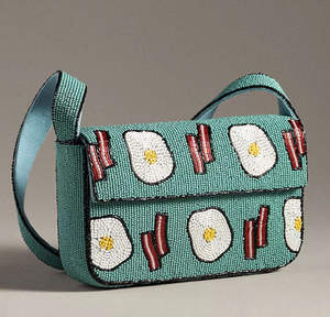 White <b>Red</b> Beaded Fashion <b>Clutch</b> Bag Green Animal Print Stripes Hand Embroidery Magnetic Closure Single Cross-Body Strap Durable - Product Image 3