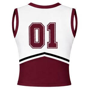 Ensemble d'uniforme de cheerleading marron, haut sans manches à col en V, jupe plissée, tenue de performance et d'entraînement pour équipes sportives et compétitions de danse - Product Image 5