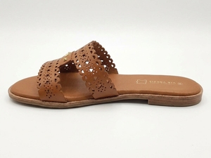 Women's Genuine Leather Flat Sandals Open Toe Slip-On Breathable Light Weight Anti-Slippery Summer Style with Stone Decoration - Product Image 4