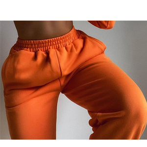 Conjunto de Sudadera con Capucha de 2 Piezas para Mujer, Color Naranja, Manga Larga, Corte Holgado, Informal, Tejido de Punto, Pantalones Largos de Color Sólido - Product Image 2