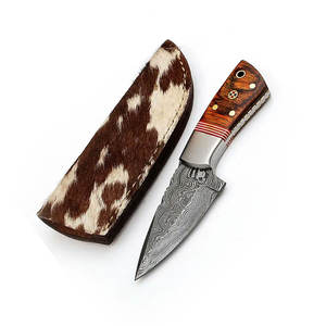 Cuchillo de Caza y Camping de Acero de Damasco de Alta Calidad con Mango de Acero de Damasco y Hoja con Patrón Artístico, Personalizable OEM - Product Image 6