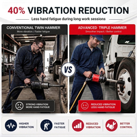 Dreifach-Hammer-Kupplung 1/2 Zoll Druckluft-Schlagschrauber bis zu 2.848 Nm Leichtgewichtige Leistung Super-Vibration für Schwere Aufgaben 7,4 kg OEM