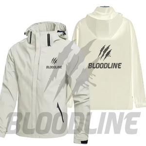 Chaqueta Cortavientos para Hombre Bloodline, Manga Larga, con Capucha, para Exteriores, Todas las Temporadas, Logotipo Estampado en la Parte Delantera, Gris - Product Image 5