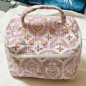 Bohemian Embroidered Cosmetic <b>Case</b> with Zipper and Soft Handle Medium Size Textile <b>Makeup</b> Bag - Product Image 6