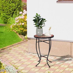 Tavolo in Vetro e Plastica con Mosaico Mandala Rosso Bruciato Fisso 35*35*52cm - Product Image 6